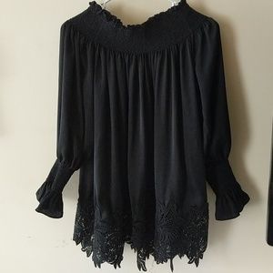 Off shoulder black with lace tunic